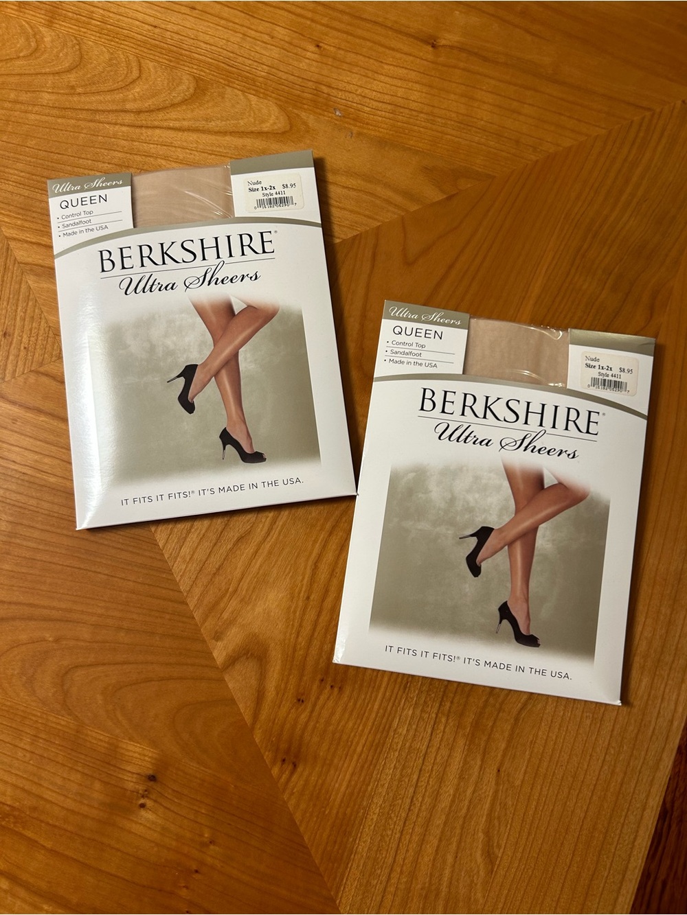 NEW- 2 Berkshire Ultra Sheers Nude Control Top Sandalfoot Tights, Size 1X-2X